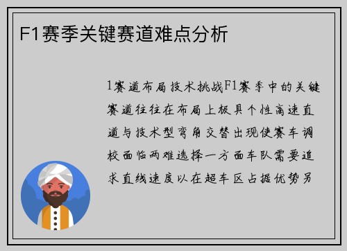 F1赛季关键赛道难点分析
